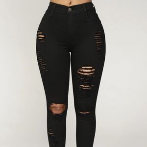 Black ripped skinny jeans high waisted. Size 5